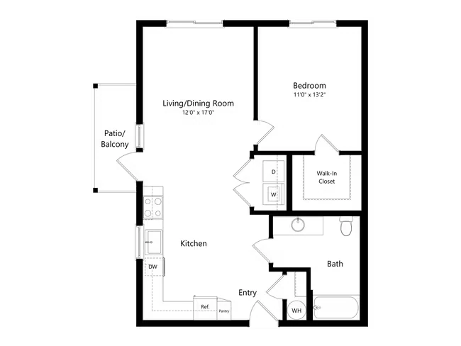 1 Bed A3 03-101 floor plan